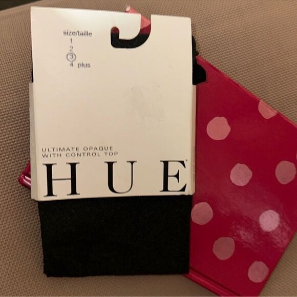 HUE size 3 Heather Gray Ultimate Opaque Control Top Tights - Picture 1 of 3